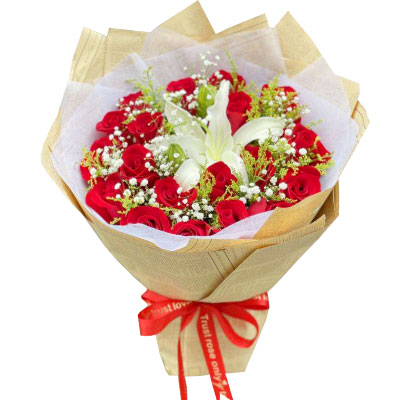 鄂州19朵红玫瑰1支百合，永恒之美