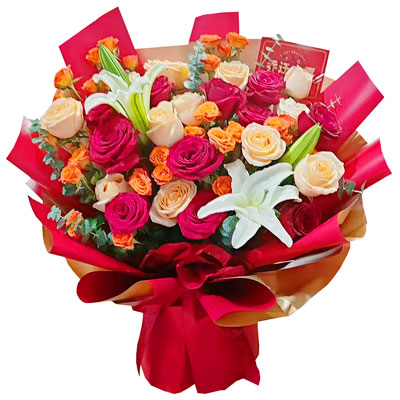 鄂州19朵玫瑰百合，爱情永不凋零