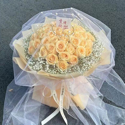 鄂州52朵香槟玫瑰满天星，你就是我的全部