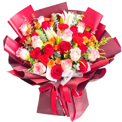 鄂州22朵玫瑰百合，追求真爱幸福