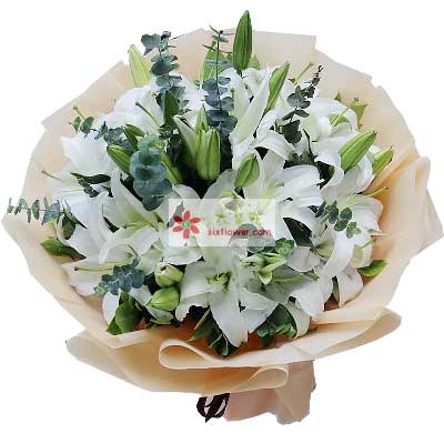 鄂州9支白色多头百合，祝福你幸福
